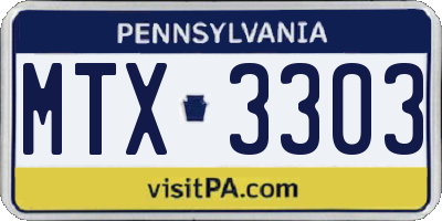 PA license plate MTX3303