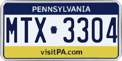 PA license plate MTX3304