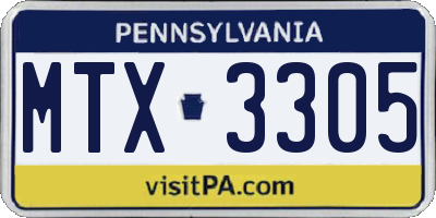 PA license plate MTX3305