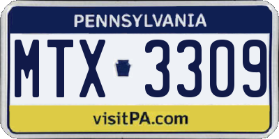 PA license plate MTX3309