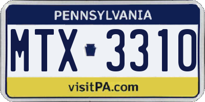 PA license plate MTX3310