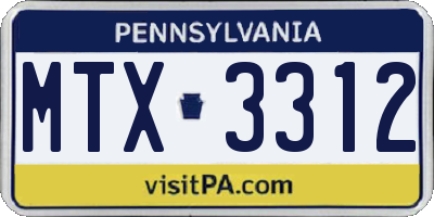 PA license plate MTX3312