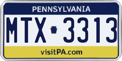 PA license plate MTX3313