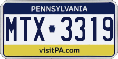 PA license plate MTX3319