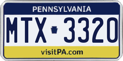 PA license plate MTX3320