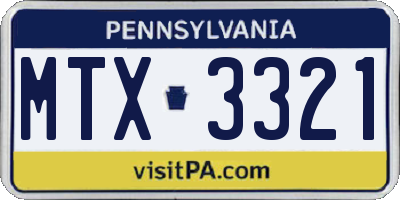 PA license plate MTX3321