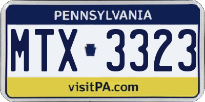 PA license plate MTX3323