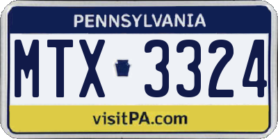 PA license plate MTX3324