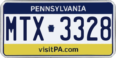 PA license plate MTX3328