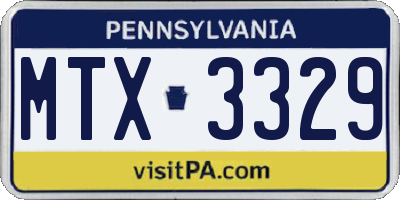 PA license plate MTX3329