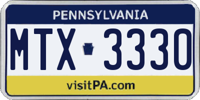 PA license plate MTX3330