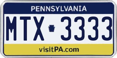 PA license plate MTX3333