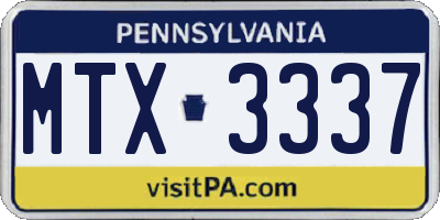 PA license plate MTX3337