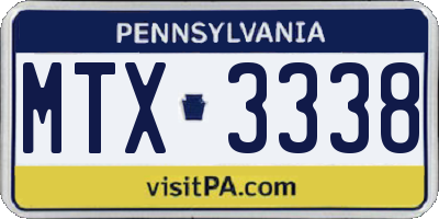 PA license plate MTX3338