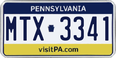 PA license plate MTX3341