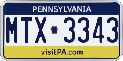 PA license plate MTX3343
