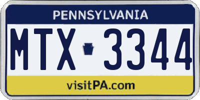 PA license plate MTX3344