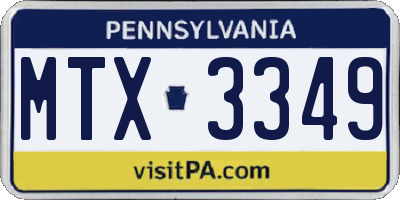 PA license plate MTX3349