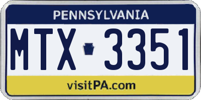 PA license plate MTX3351
