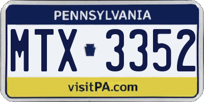 PA license plate MTX3352