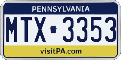 PA license plate MTX3353
