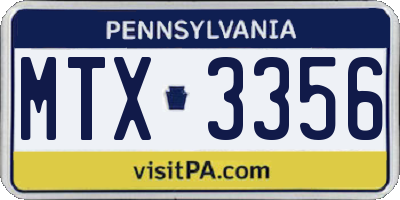PA license plate MTX3356