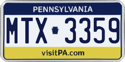 PA license plate MTX3359