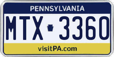 PA license plate MTX3360