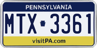 PA license plate MTX3361