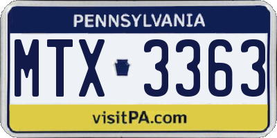 PA license plate MTX3363