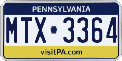 PA license plate MTX3364