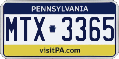 PA license plate MTX3365