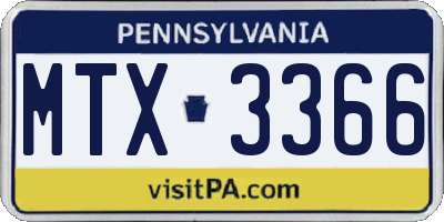 PA license plate MTX3366