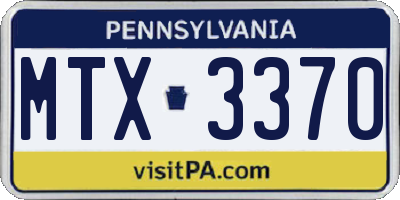 PA license plate MTX3370