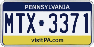 PA license plate MTX3371