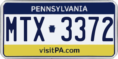 PA license plate MTX3372