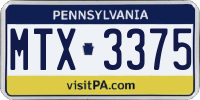 PA license plate MTX3375