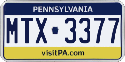 PA license plate MTX3377
