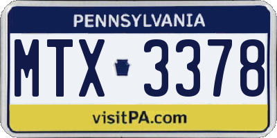 PA license plate MTX3378