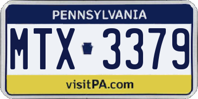 PA license plate MTX3379