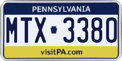 PA license plate MTX3380