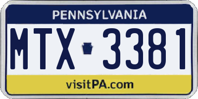 PA license plate MTX3381
