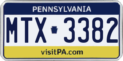 PA license plate MTX3382