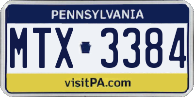 PA license plate MTX3384