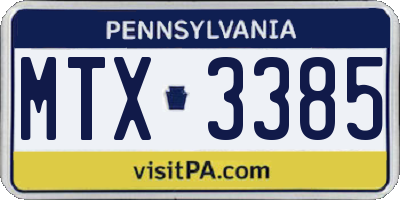 PA license plate MTX3385