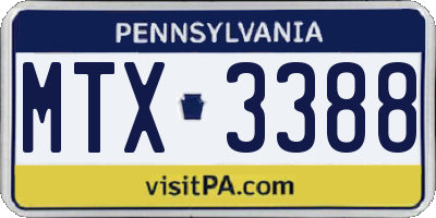 PA license plate MTX3388