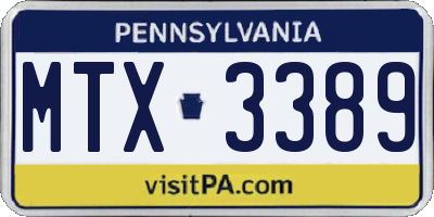 PA license plate MTX3389