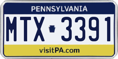 PA license plate MTX3391