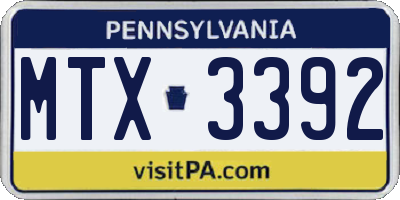 PA license plate MTX3392