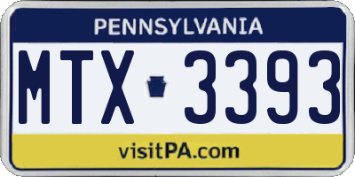 PA license plate MTX3393